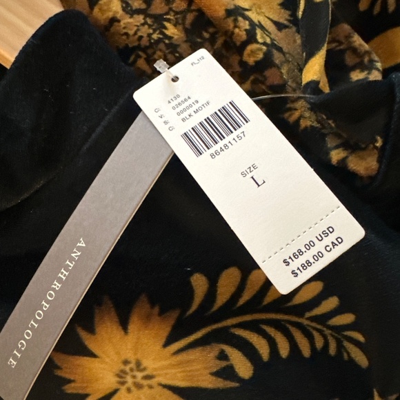 Velour gold/black dress- Anthropologie size L - Picture 4 of 6